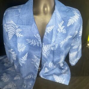 Blue Leaf Print Shirt-paitano men’s button up-size 3X-#358